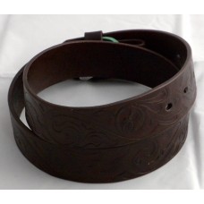 VGP Embossed Leather Belt Silhouette Floral. Dark Brown 34"(86cm)